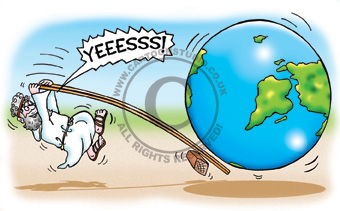 Archimedes Cartoon of Archimedes with a lever moving the world