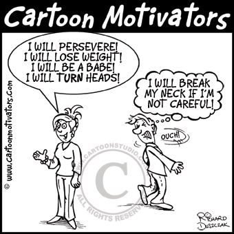 Motivational cartoon - I will lose weight! I will persevere