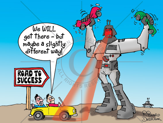 AnotherRoadToSuccess Another Road To Success cartoon - is blocked by giant martian