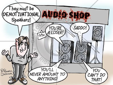 DemotivationalSpeakers Demotivational speakers cartoon - you're a loser!