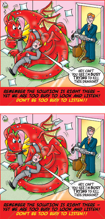 TooBusyToListen Spot-the-difference cartoon - Too Busy To Listen!